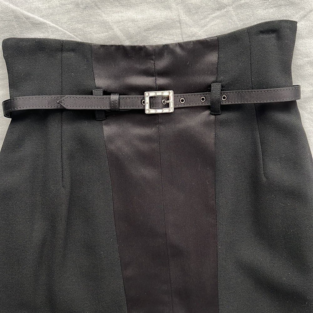 Blumarine Silk & Satin High Waist Elegant Evening Midi Skirt & Belt Womens 6 M - Picture 14 of 16